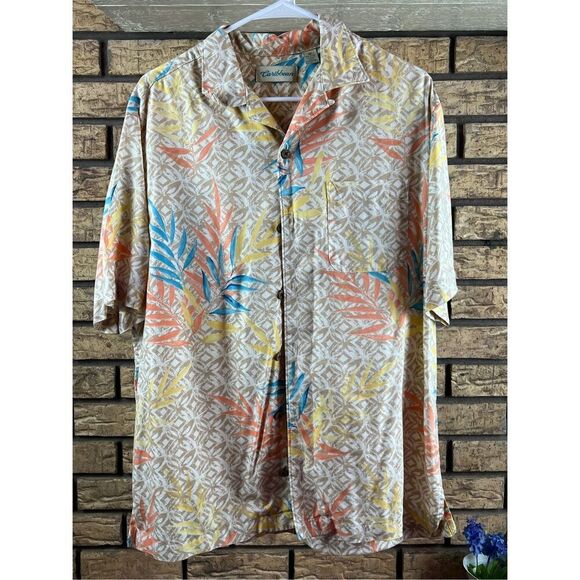 Caribbean Mens‎ Hawaiian Button Up Shirt - Picture 1 of 5